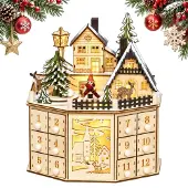 Dripio Adventskalender aus Holz, 24 Schubladen, LED & Musik, gelb