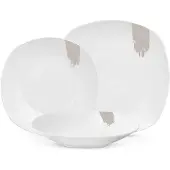 Berlinger Haus Geschirrset Weiß Creme - 18-teilig / 6 Personen - 6 Speiseteller, 6 Frühstücksteller und 6 Suppenteller