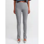 Dilvin Hochtaillierte Flared Leggings mit Schlitz