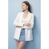 Dilvin Langer Satin-Blazer mit Schalkragen