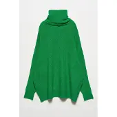 Dilvin Übergroßer gerippter Rollkragenpullover