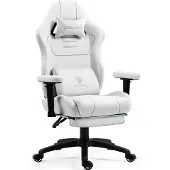 Dowinx Gaming-Stuhl Stoff, Taschenfederkissen, Massage-Lendenstütze, Fußstützen, XXL, ergonomisch Blau