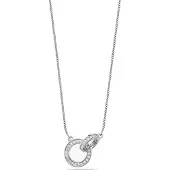 Bibei Damen Silberne Halskette mit Doppelring und Zirkonia 925 Sterling Silber BICLL040