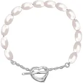 Bibei Damenarmband mit ovalen Perlen aus 925 Sterling Silber BIPU018