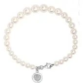Bibei Damen-Perlenarmband mit Herzanhänger, 925 Sterling Silber BIPU021