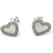 Bibei Damen Herz Ohrringe in Silber mit Perlmutter und Zirkonia BIPE084