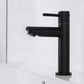 Elkuaie Kaltwasserhahn schwarz Kaltwasserarmatur Gäste WC Wasserhahn nur Kaltwasser Bad Armatur