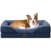 EHEYCIGA Orthopädisches Hundebett mit 4 Rändern 91x68cm Marineblau