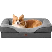 EHEYCIGA Orthopädisches Hundebett mit 4 Rändern, 89x56cm, Grau