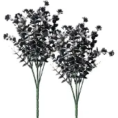 Lubgitsr Künstliche Eukalyptusblätter, 2er-Set, schwarz-weiß, Kunstblumen für Weihnachtsgestecke, Kränze, Hochzeitsfotografie