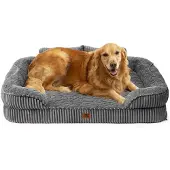 EHEYCIGA Orthopädisches Hundebett Groß Hunde 107x76cm Grau mit Nackenstütze & wasserdichtem Bezug
