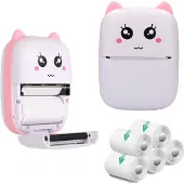 Extralink -Kit | Thermodrucker EPP-001 Pink + Selbstklebendes Thermopapier 5 Rollen |