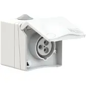 Pce 863-9v CEE-Wandsteckdose (AP) Design 16A 3p 9h IP44 (weiß) 8639v