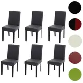 Mendler 6er-Set Esszimmerstuhl Stuhl Küchenstuhl Littau Kunstleder, grau matt, dunkle Beine