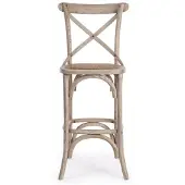 Natur24 Barhocker Cross 50 x 52 x 118 cm Ulmenholz und Rattan Grau Bar Hocker Neu