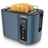 Arendo Toaster Wärmeisoliertes Doppelwandgehäuse, Display mit Restzeitanzeige, 2 kurze Schlitze, für 2 Scheiben, 800 W, Touchpanel, Brötchenaufsatz, 7 Bräunungsgrade