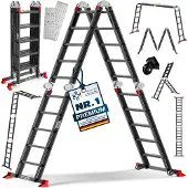 MASKO Leiter Aluminium 6in1 Mehrzweckleiter Anlegeleiter Steh- & Treppenleiter