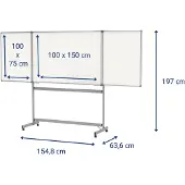 MAUL Whiteboard Klapptafel, 2 Flügel, mobil, 1500 x 1000 mm