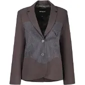 Desigual Schwarzes Langarmsakko mit V-Ausschnitt und Kontrastdetails für Damen