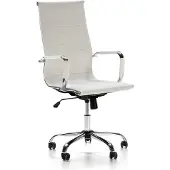 Markenlos Bürostuhl Ergonomisch Weiß Kunstleder - Höhenverstellbar und Kippbar
