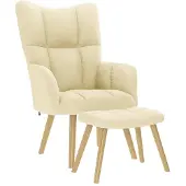 vidaXL Relaxsessel mit Hocker Creme Stoff