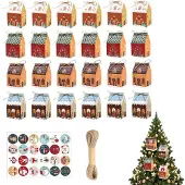 Dripio Adventskalender zum Befüllen, 24 Häuschen aus Kraftpapier, 4 Designs