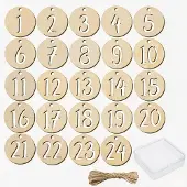 Dripio 24 Holz-Zahlen für Adventskalender, ø 4 cm, rund, 1–24