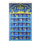 Dripio Stoff-Adventskalender Ramadan Mubarak, 30 Taschen, blau/gold, 10x10 cm