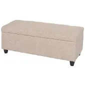 Generique Aufbewahrungs-Truhe Kriens, Sitzbank Bank, Stoff/Textil, 45x114x45cm FSC-zertifiziert ~ beige