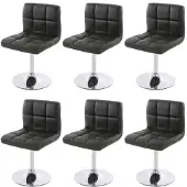 Mendler 6er-Set Esszimmerstuhl Drehstuhl Stuhl Kavala Kunstleder Chrom schwarz