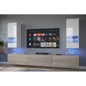 Furnitech Wohnwand Wohnzimmer - Wohnzimmer Schrankwand (Sezana AN21-18WS-HGM6 1A)