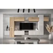 Furnitech Wohnwand Wohnzimmer - Wohnzimmer Schrankwand (AN91NEW-21SW-HGM25)