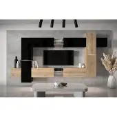 Furnitech Wohnwand Wohnzimmer - Wohnzimmer Schrankwand (AN91NEW-21BS-HGM23)