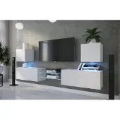Furnitech Wohnwand Wohnzimmer - Hängend Wohnwand Modern - Wohnzimmer Schrankwand (D144N-21W-M4-1A)