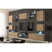 Furnitech Wohnwand Wohnzimmer - Hängend Wohnwand Modern - Wohnzimmer Schrankwand (Nowara AN1-17S-M3-1A-NEW)