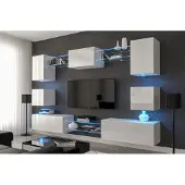 Furnitech Wohnwand Wohnzimmer - Hängend Wohnwand Modern - Wohnzimmer Schrankwand (Nowara AN1-17W-HG21-1A-NEW)
