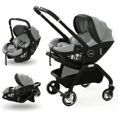Selius Kinderwagen 3-in-1, tragbar und zusammenklappbar, mit Babywanne und Kindersitz