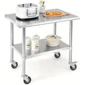 Selius RVS-Werkbank – Werkplatte – Arbeitsfläche – Werkbank mit Rollen – Edelstahl-Arbeitsplatte – Extra groß, 61x91 cm