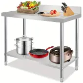 Selius Edelstahl-Werkbank – Arbeitstisch – Küchentisch – Edelstahl-Tisch – Werkbank mit Untergestell – 100x60x85 cm