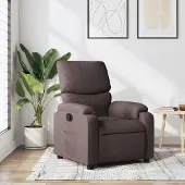 Selius Relaxstuhl, verstellbar, aus Stoff, dunkelbraun, mit Seitentasche