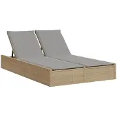 Selius Liegestuhl – Zweisitzer – Loungesessel – Sonnenliege – Liegestuhl – PE-Rattan – Verstellbare Rückenlehne