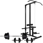 Selius Kraftstation – Fitnessgerät – Klimmzugstange – Hantelset – 60,5 kg, Komplett