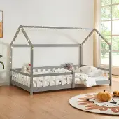 Selius Kinderbett – Babybett – Seitenschutzgitter – Graues Eschenholz – 120x200 cm