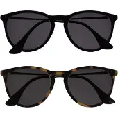 Opulize Jet Sonnen Leser Brille 2er Pack Stilvoller großer Designer-Rahmen Kratz