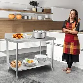 Selius RVS-Werkbank – Küchenarbeitsplatte – Klappbare Werkbank – Arbeitsfläche – Edelstahl-Tisch – Verstellbare Füße – 100x60x85 cm