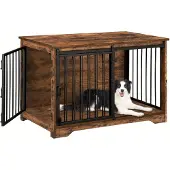 Selius Hundebox – Retro, Braun – Doppeltürig – Robuster Eisenrahmen – 100x60x68 cm