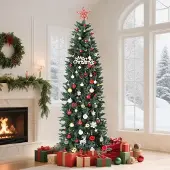 Selius Künstlicher Weihnachtsbaum, grün – 223 cm hoch – PVC-Äste – Metallfuß