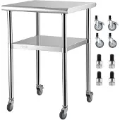 Selius RVS-Werkbank, 61x61 cm - Rollbare Werkbank mit verstellbarem Unterschrank
