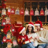 OCreon DIY-Adventskalender-Set 2025-24: Stoffbeutel zum Selbstbefüllen – Mit Holzclips – Kordel und Aufkleber