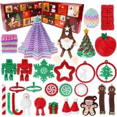 OCreon Fidget-Adventskalender – 24 bewegliche Figuren mit Gelenken – Weihnachts-Countdown-Überraschungsset – Stressabbauende Figuren für Kinder